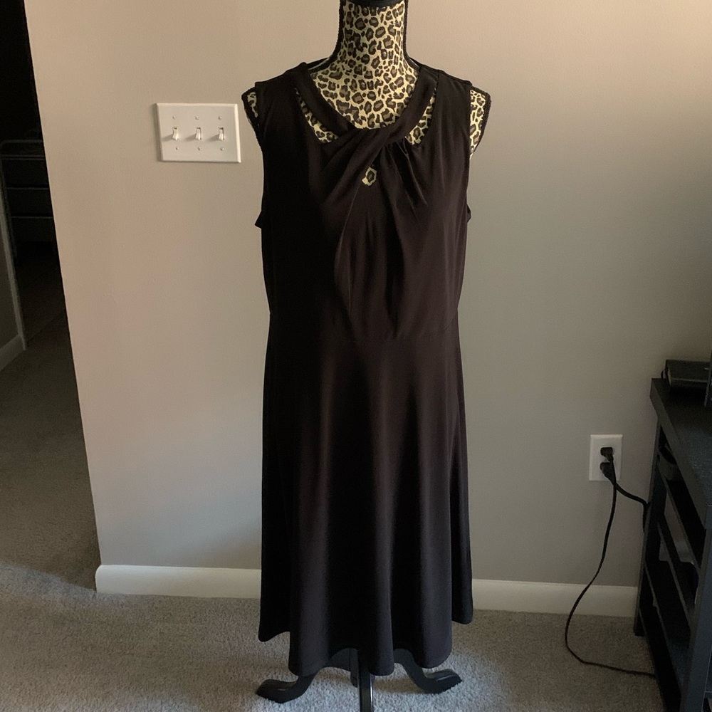 Jones Studio little black dress stretch jersey formal lined cuttout party event